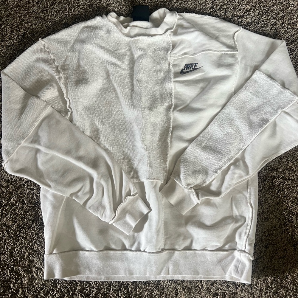 Nike White Crewneck Sweater Soft Cotton Blend